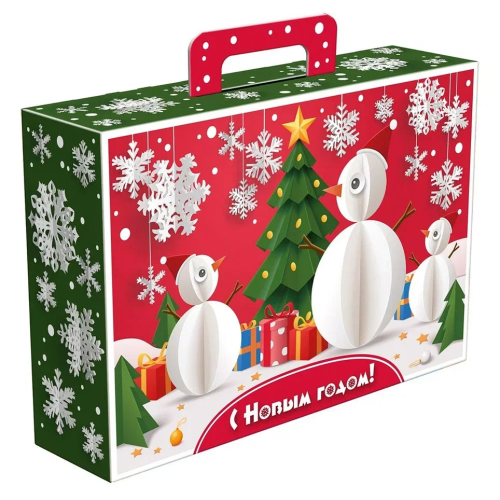 Подарок с конфетами «Чемодан с играми Снежинки» 600г Стандарт